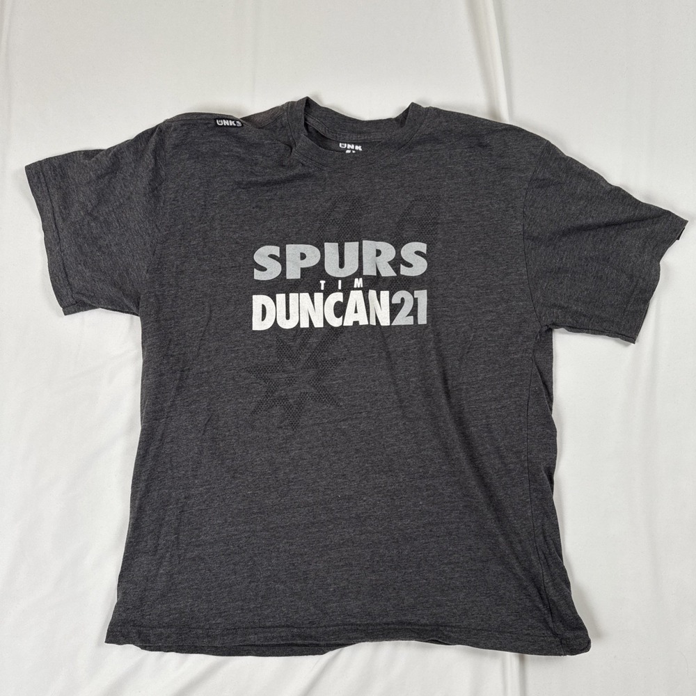 NBA San Antonio Spurs Tim Duncan 21 Graphic T-Shirt Gray Mens Large UNK Tee